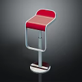 Modern Red Bar Stool Furniture With Curved Seat Metal Frame And Round Base