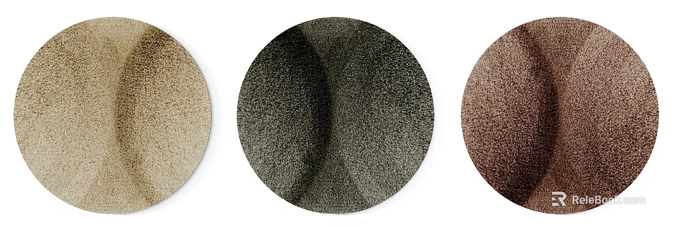 Round Rugs with Beige Dark Gray Brown Color Options for Home Decor 3d model 