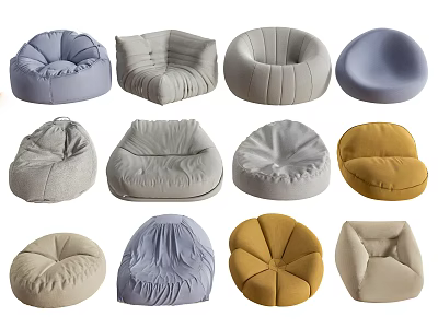 Various Styles Of Comfortable Bean Bag Chairs With Modern Designs And Colors 3d model