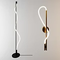 Modern Floor Lamp Combination With Curved Tubes Black And Gold Sleek Design