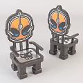 Playful Kids Chair With Orange Gray Cartoon Face Design And Armrests For Children