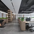 Modern Public Office Workspace With Open Layout Workstations Computers Office Chairs Green Plants And Sofa