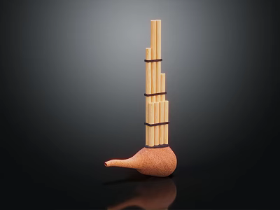 Handmade Musical Instrument and Art Supplies Bamboo Pan Flute with Gourd Base Design 3d model