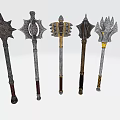 Inflatable Hammers With Various Designs Metallic Texture Intricate Decorations Different Colored Handles And Unique Textures 3d model