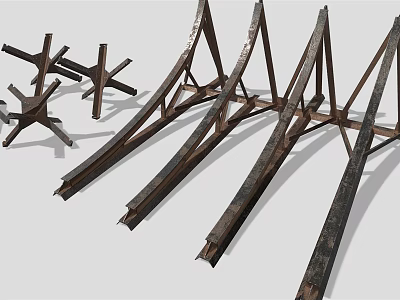 Furniture Metal Support Brackets with Multiple Cross and Triangular Rustic Designs 3d model
