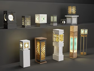 New Chinese Lawn Lamp Outdoor Lamp Post 3d model