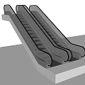 Modern Escalator Design with Black Steps Transparent Handrails and White Base 3d model