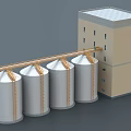 Industrial Equipment For Large Storage Tanks With Connecting Structure And Adjacent Building