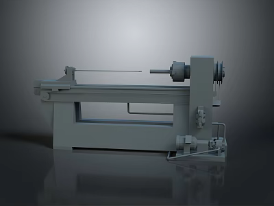 Gray Industrial Lathe Machine With Bed Structure Spindle And Mechanical Parts 3d model