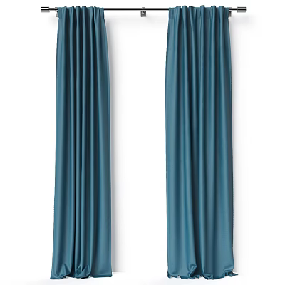 Teal Curtains with Soft Draped Design and Smooth Texture for Modern Home 3d model