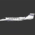 White Passenger Jet Model Featuring Blue Accents And Sleek Aerodynamic Design