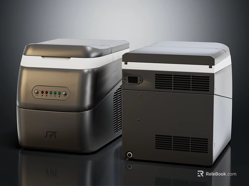Kitchen Appliances Modern Dark Gray Ice Makers With White Trim Control Panels And Ventilation Grilles 3d model 
