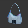 Stylish Light Blue Handbag With Strap Number 90 And Tassel Detail