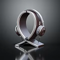 Elegant High Quality Headphone Speakers on a Modern Stand with Dark Background and Reflective Surface