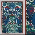 Square Rug With Blue Green Red Floral Abstract Pattern For Living Room