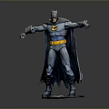 Batman Sculpture Carving With Blue Costume Yellow Logo Black Cape And Outstretched Arms