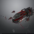 Futuristic Large Spacecraft With Small Ships In Interstellar Fleet Exploration