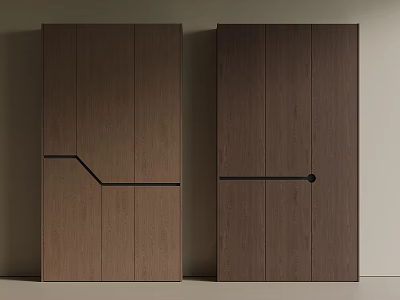 Sleek Modern Dark Brown Wooden Balcony Cabinets Featuring Horizontal Lines Design 3d model