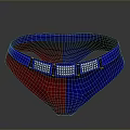 Stylish Men's Underwear With Red And Blue Color Block Design And Silver Decorative Waistband Buckles