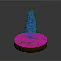 3D Green Conical Tree Model On Round Grass Covered Base