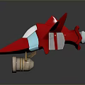 Red Aircraft Model With Sharp Nose Blue Accents And Silver Engine Parts 3d model
