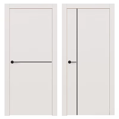 White Interior Doors With Black Handles And Vertical Horizontal Lines Design 3d model