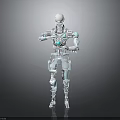 Futuristic Humanoid Robot Character With Mechanical Joints Teal Core And Articulated Limbs