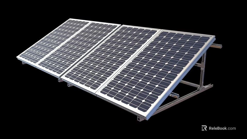 Industrial Solar Panels Mounting System With Frame For Renewable Energy Equipment 3d model 