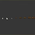 Multiple Orange And White Water Transport Vehicle Models Arranged On Gray Background