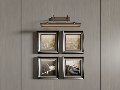 Abstract Art Paintings Framed Hanging On Modern Gray Wall For Home Decor 3d model