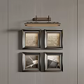Abstract Art Paintings Framed Hanging On Modern Gray Wall For Home Decor