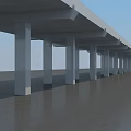 Road Infrastructure With Concrete Pillars And Elongated Support Structure Design 3d model