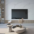 Modern Living And Dining Room Interior With Gray Sofa Round Coffee Table And Dining Set