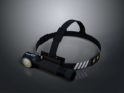Nite LED Headlamp With Black Adjustable Strap For Outdoor Camping And Hiking 3d model