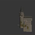 Medieval Castle Architecture With Stone Towers Pointed Spires And Archway Design