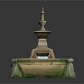 Square Stone Fountain Design With Tiered Tower Structure And Flowing Water