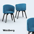 Blue Velvet Accent Chairs With Curved Backrest And Dark Wooden Legs Modern Design