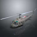 Military Utility Helicopter With Rotors And Detailed Fuselage On Gray Backdrop