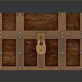 Vintage Wooden Chest With Metal Straps Brass Lock And Decorative Nails