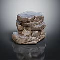 Stacked Natural Stone Pieces With Rough Textured Surface And Gray Color