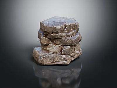 Stacked Natural Stone Pieces With Rough Textured Surface And Gray Color 3d model