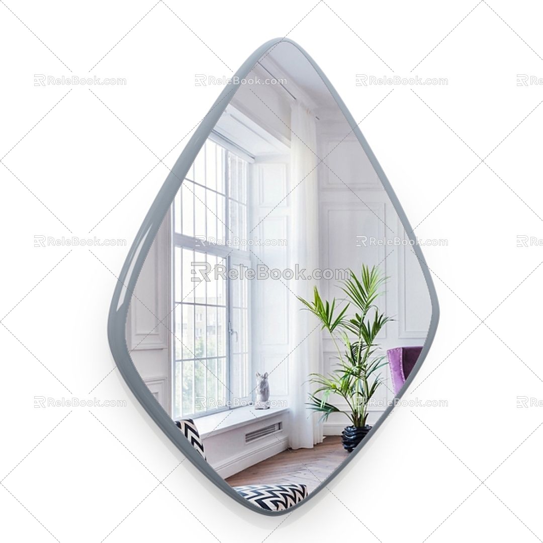 Light Luxury Mirror Drop-Shaped Bathroom Wall-Mounted Mirror Toilet Dressing Toilet Mirror Toilet Simple Makeup Mirror 3d model