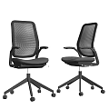 Modern Black Mesh Office Chairs With Armrests And Five Star Base Wheels 3d model