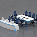 Modern Monitoring Room Setup With Control Console Multiple Screens And Ergonomic Chairs