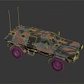 Camouflage Armored Military Vehicle With Wheeled Design And Tactical Antennas