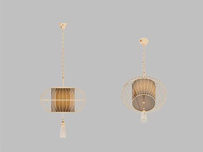 Elegant Modern Chandeliers With Gold Metal Frame And Fabric Shade Design 3d model