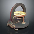 Antique Scientific Instrument With Circular Brass Frame Dial And Gear Base 3d model