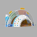 Garden Landscape Children's Playground Featuring Airplane Slide And Colorful Star Patterns