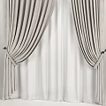 Elegant Gray Velvet Curtains with Draped Sides Sheer White Liner and Tied Sashes