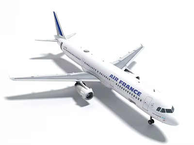 Air France Passenger Airplane With White Body And Blue Branding 3d model
